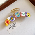 Pince à cheveux jaune avec porte-bonheur chinois et jolies figurines de dessins animés 3D - Pince à Cheveux Cartoon Mahjong de la Fortune (59#) / Coloré