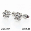 Silver stainless steel paw print stud earrings with sparkling crystals for women - Steel Color Stud Earrings (KE106244-K)