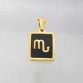 Collier pendentif Scorpion en or 18 carats avec design rectangulaire noir élégant - Scorpion (Avec Chaîne)
