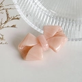 Pinza para el pelo rosa de acetato brillante con lazo elegante y letras doradas France - 4.8cm / Rosa Rayado