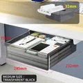 Medium size transparent black under-desk drawer storage box with beam-compatible mount - Transparent Black / 32mm Riser / Medium