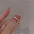 Anello eternity dorato elegante con pietre di zircone scintillanti per donna - Anello con incastonatura a pavé