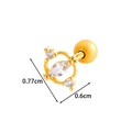 Gouden bloemoorbel met kristallen, afmeting 0,77 cm x 0,6 cm, witte achtergrond - Geometrische Florale Zirkonia Stijl / Goud