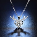 Sparkling S925 sterling silver reindeer antler necklace with a round moissanite pendant - Q014 Deer Antler 1ct