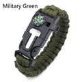 Army green paracord survival bracelet with compass, whistle and fire starter feature - Army Green