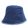 Dunkelblauer Anglerhut aus Denim mit Fransenrand und modischem Sonnenschutz - M (56-58cm) / Dunkelblau