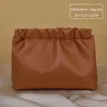 Mocha brown ruffled PU makeup bag large size 16x5.5x12cm with gold star lettering - Large / Mocha Brown