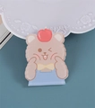 Cute cartoon brown bear acrylic pin with red apple and blue overalls for DIY bags - Pinching Face Bear