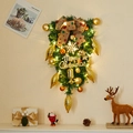 Christmas teardrop swag with gold ornaments, Merry Christmas sign, and warm LED lights - Style C Teardrop Swag With LED Lights