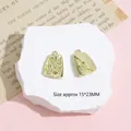 Golden rectangular floral pendants with botanical relief carvings sized 15x23MM - Wheat Ear Block / Gold