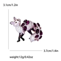 Silver-tone fox brooch with purple gemstone and pink crystals including size dimensions - Purple
