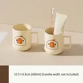 Zweiteiliges Set cremefarbene 480ml Zahnputzbecher mit weißem Schwanen-Cartoon für Studenten - Großer Becher 2 Stk