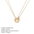 Minimalist stainless steel necklace featuring double 14K gold circular pendants - Gold