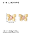 Orecchini a perno a farfalla in acciaio inossidabile placcato oro 18K con zircone rosa - Stud orecchini / Zircone Rosa (R04-1-240617-8)