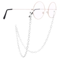 Rose gold round frame glasses with silver titanium steel neck chain and non-slip loops - Steel Color (KSC113-Z)
