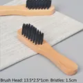 Spazzola per scarpe in faggio con setole nere per lucidare e curare la pelle, 13,5 cm - Spazzola per scarpe in legno a manico lungo naturale (A-101)