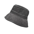 Dettaglio cappello alla pescatora in denim lavato con cuciture bianche a contrasto e tessuto - M (56-58cm) / Nero