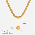 Double layered mesh chain necklace with gold ball pendant for women in 14K gold finish - Gold Necklace