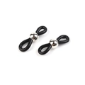 Silicone glasses strap connectors with black rubber loops and silver adjustable beads - Silver & Black