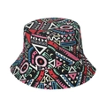 Reversible bucket hat with bohemian geometric pattern and colorful graffiti style design - Bohemian Graffiti Geometric (C)