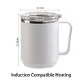 White 304 stainless steel mug with transparent lid and induction heating feature - 460ml / White