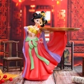 Traditioneel Chinees feeënbeeldje van hars met kleurrijke jurk en gouden dienblad - Dunhuang Flying Apsara Dienblad Rood