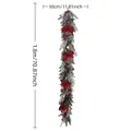 1.8m Christmas garland with red poinsettias, snow-flocked pine needles, and ornaments - 1.8m Rattan