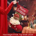 Large 47cm Christmas stocking with 3D Santa Claus figure and Merry Christmas text - Large Santa / Height 47cm Opening 25cm