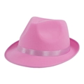 Elegant pink felt jazz fedora hat for women with matching satin ribbon band decoration - Jazz Lincoln - Pink / Size L - Hat Circumference 58cm - Hat Height 11cm