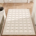 French style beige checkered PVC doormat with minimalist diamond pattern for entryways - 80x120cm / Paris Courtyard - Pineapple Pattern - Vertical Layout