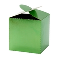 Boîte cadeau carrée vert métallique brillant avec fermeture pliable sur fond blanc - Vert Réfléchissant