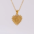 Collana a cuore in oro 18K con texture martellata e lettera D in rilievo sul ciondolo - D (Con Catena)