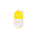 Cute cartoon capsule enamel pin badge in yellow and white with Smile lettering - Smile Capsule Style (CZ0508-4)