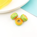 Vibrant orange, green, and white striped resin barrel beads for DIY jewelry making - Striped Barrel Bead (13222)