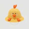 Detail van de gele eendenmuts voor kinderen van 100% katoen met elastische kinband - Geel / 50cm (1-3 Jaar)