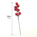 Künstlicher roter Beerenstiel für Weihnachtsdeko, 18 cm Höhe und 2,2 g Gewicht - Siebenköpfige rote Beeren