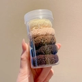 Elastic towel fabric hair ties in beige, khaki, brown, and black colors set in a jar - 5 Pieces in Jar / 6# Coffee Twill