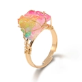 Handmade gold wire-wrapped ring with irregular gradient citrine crystal and adjustable band - Multicolor