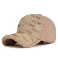 Light brown sherpa lamb wool baseball cap with sparkling FEWK rhinestone lettering - Adjustable / Dark Camel