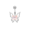 Pink butterfly belly button ring with silver base and sparkling crystal accents - Pink Butterfly (24042301-3)