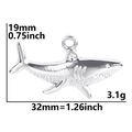 Macro detail of a 32mm stainless steel shark pendant with precise dimension markings - Silver Color Pendant