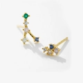 Detailed macro shot of S925 sterling silver earrings featuring colorful zircon stones - 925 Silver / Cancer (18K Gold)