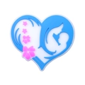 Cuenta de silicona en forma de corazón azul y blanco con silueta de madre e hijo - Madre e Hijo Corazón Azul