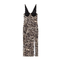 Sexy Midi-Trägerkleid mit Leopardenmuster, schwarzer Spitze und hohem Beinschlitz - XS / Leopardenmuster