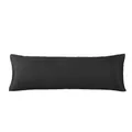 Silky black satin long pillowcase with a smooth glossy finish for body pillows - Black