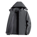 Men's dark grey hooded windbreaker with breathable mesh lining and elastic cuffs - (US)30 / Dark Gray