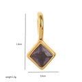 18k gold plated stainless steel square pendant with purple birthstone and dimensions - February Pendant with Chain