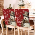 Red Christmas snowman chair covers with let it snow print for holiday dining decor - Red Snowman Red Bird (YTM2-24)