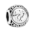 Silver Pisces zodiac charm bead with hollow star cutouts for DIY bracelet jewelry - Pisces / Silver