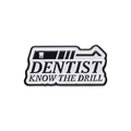 Dentist enamel pin featuring a white tooth icon and 'Know the Drill' text on black metal - Dentist Know The Drill (Black/White)
